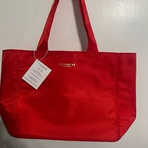 New With Tags Coach Red Nylon Tote Bag